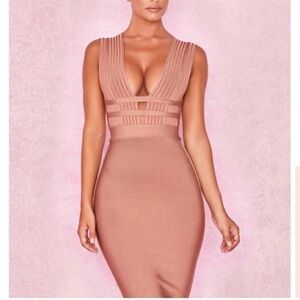 House of CB bandage dress. Nude pink. Size Large